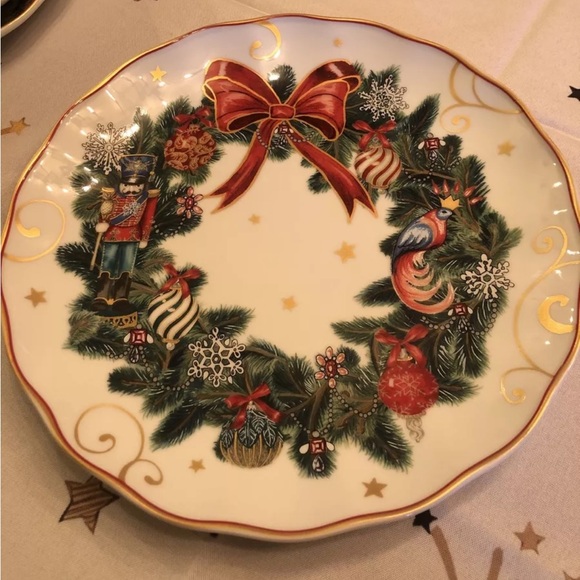 Williams Sonoma Twas the Night Before Christmas Wreath 10.75”Dinner Plate New